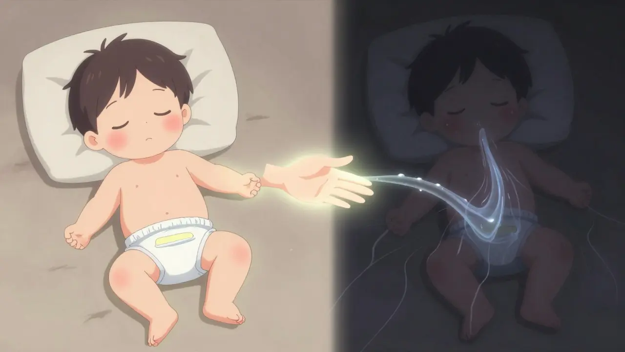 Split scene showing a healthy child using safe remedies versus a drowsy child harmed by overused steroid cream.