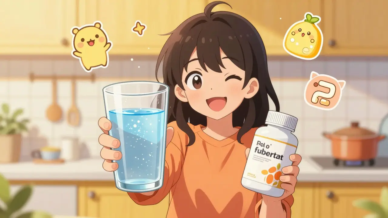 Anime girl drinking water for gut health