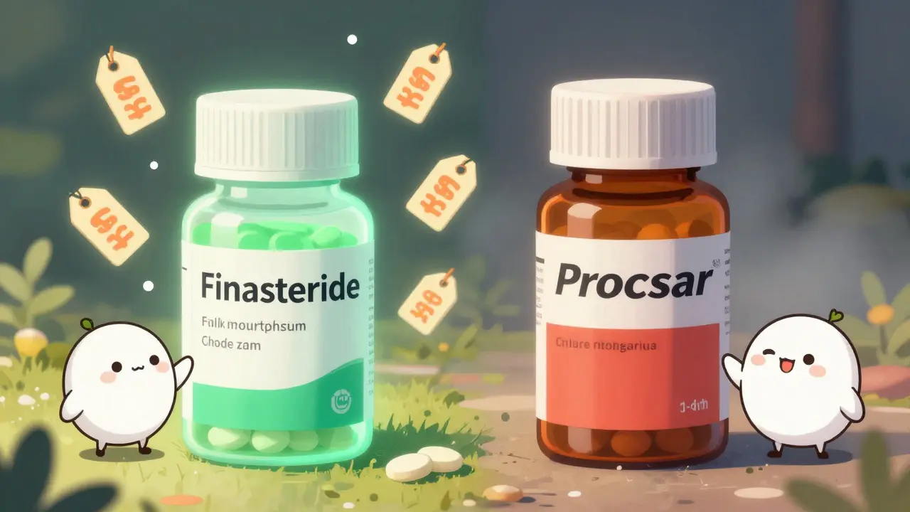 Anime style comparison of affordable generic vs expensive brand pills