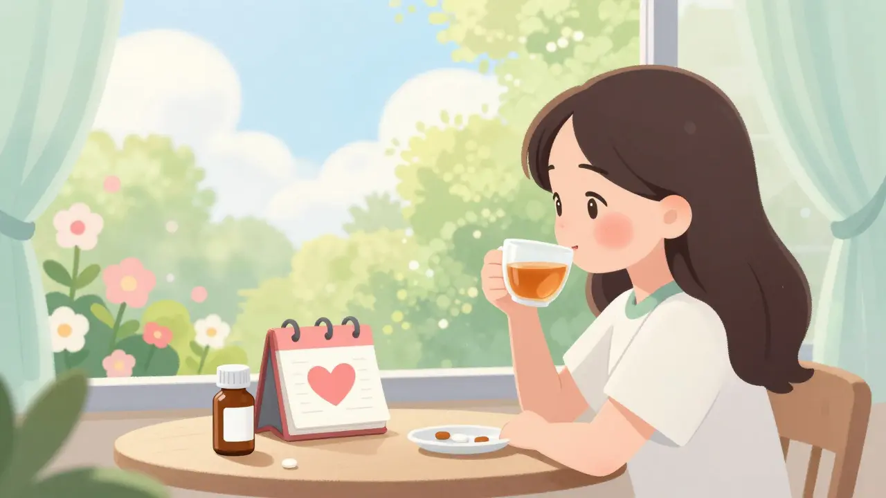 Serene anime girl enjoying mental wellness routine