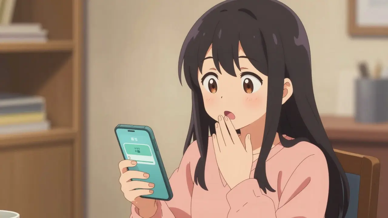 A sweet Moe anime girl receiving a digital prescription on her phone, illustrating the convenience of telehealth services.