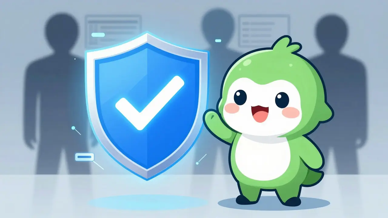 Anime character protected by a digital safety shield from fake meds