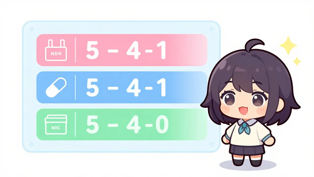 Chibi character explaining NDC code segments visually