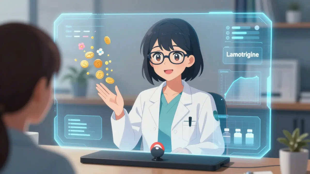 Moe anime doctor on a video call discussing affordable medication options